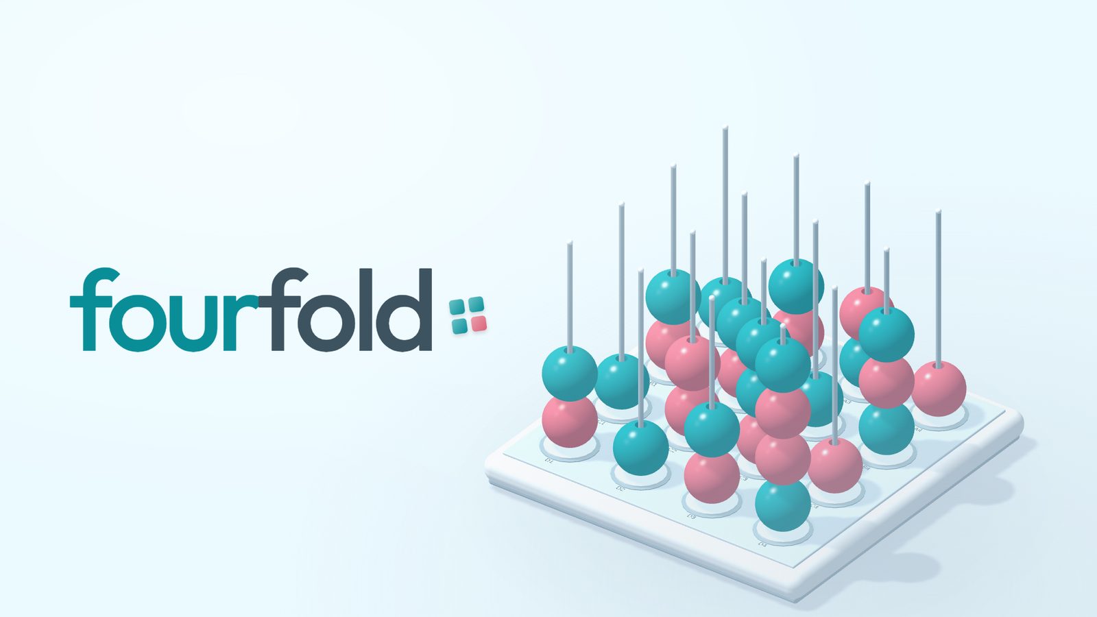 The fourfold cover: the logo beside a board full of teal and coral beads